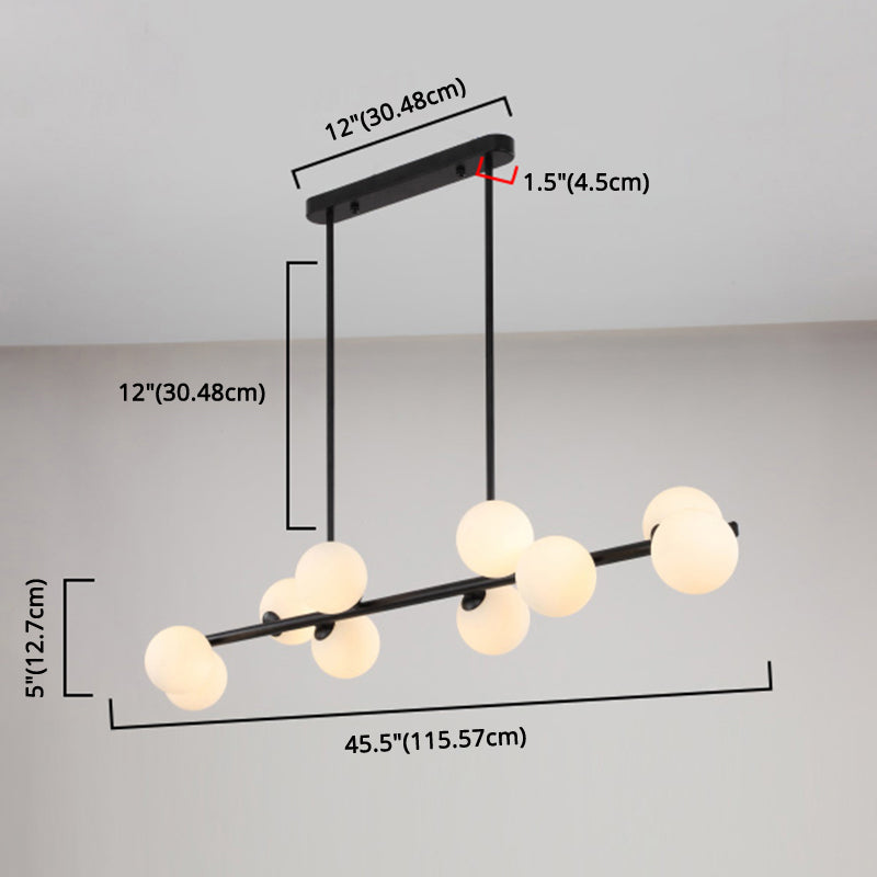 Orb Glass Shade Island Light Fixture Modern Style Metal Hanging Ceiling Lamp for Kitchen Dining Room