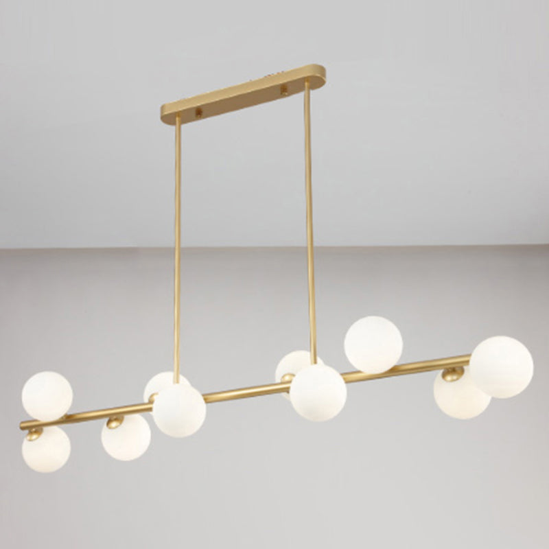 Orb Glass Shade Island Light Fixture Modern Style Metal Hanging Ceiling Lamp for Kitchen Dining Room