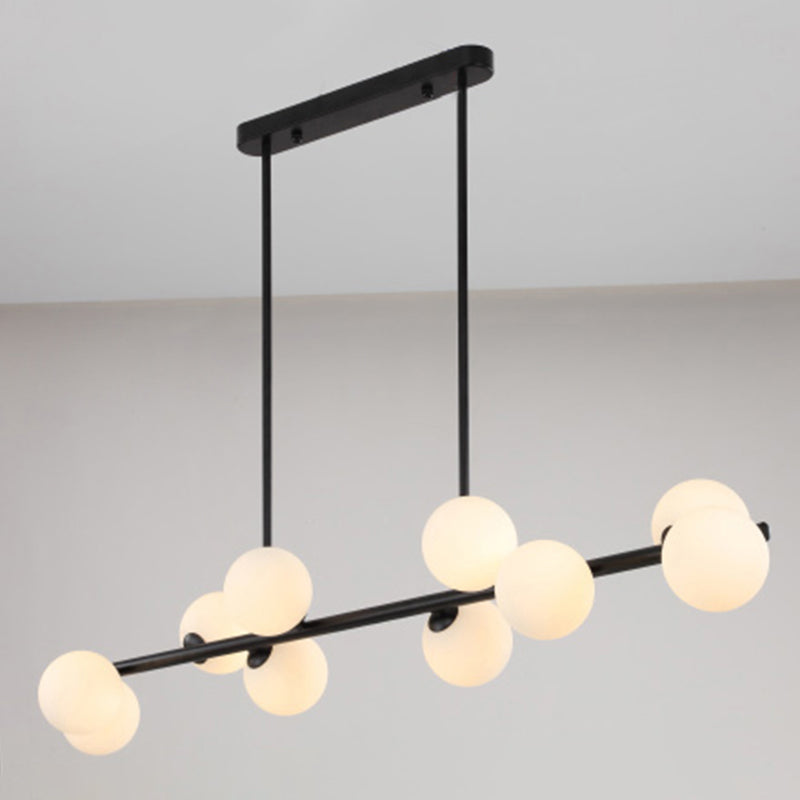 Orb Glass Shade Island Light Fixture Modern Style Metal Hanging Ceiling Lamp for Kitchen Dining Room