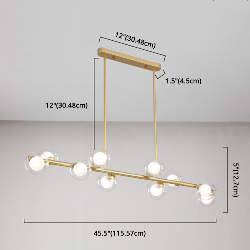 Orb Glass Shade Island Light Fixture Modern Style Metal Hanging Ceiling Lamp for Kitchen Dining Room