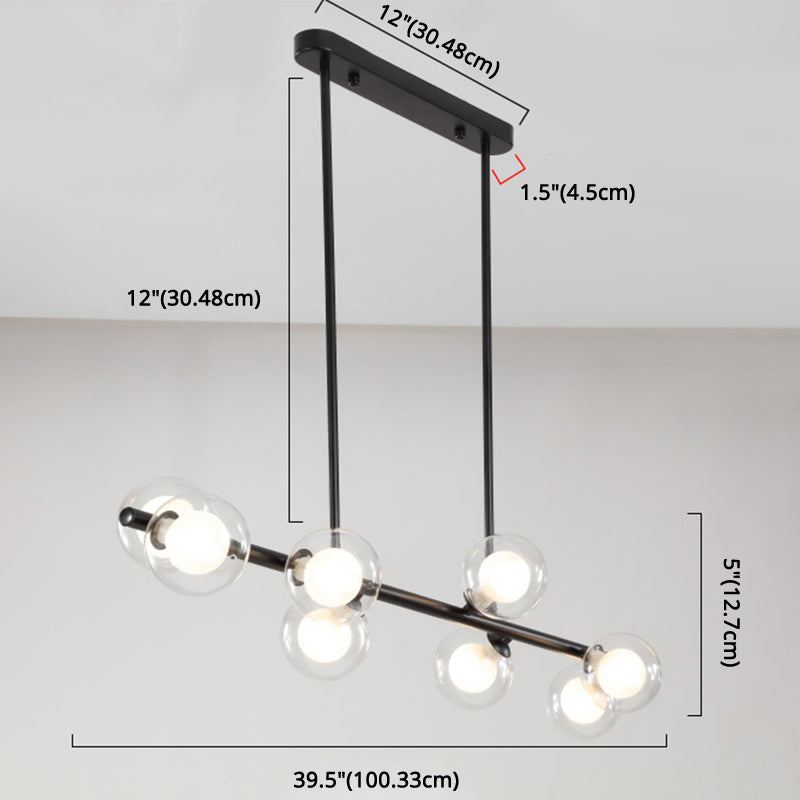 Orb Glass Shade Island Light Fixture Modern Style Metal Hanging Ceiling Lamp for Kitchen Dining Room