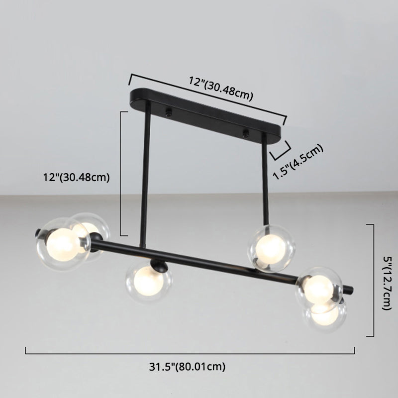 Orb Glass Shade Island Light Fixture Modern Style Metal Hanging Ceiling Lamp for Kitchen Dining Room