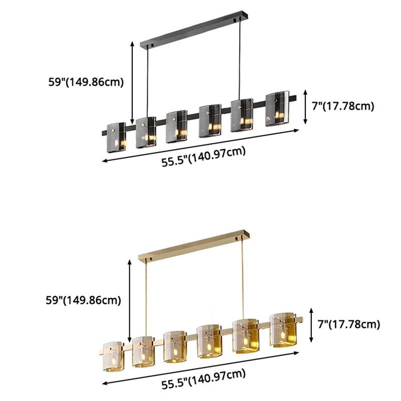 Post Modern Style Tile-shaped Glass Island Light Art Decorative Island Pendant Lamp for Kitchen Bar