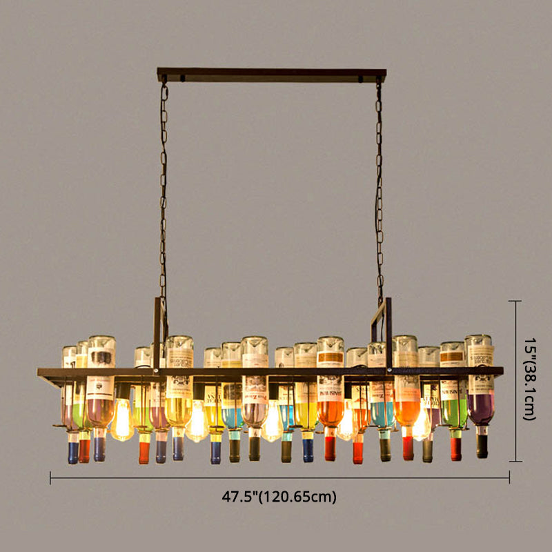 Rechthoekige wijnfles Cluster Island Light Multiclored Glass Art Decoratief eilandplafondlicht voor bistro bar