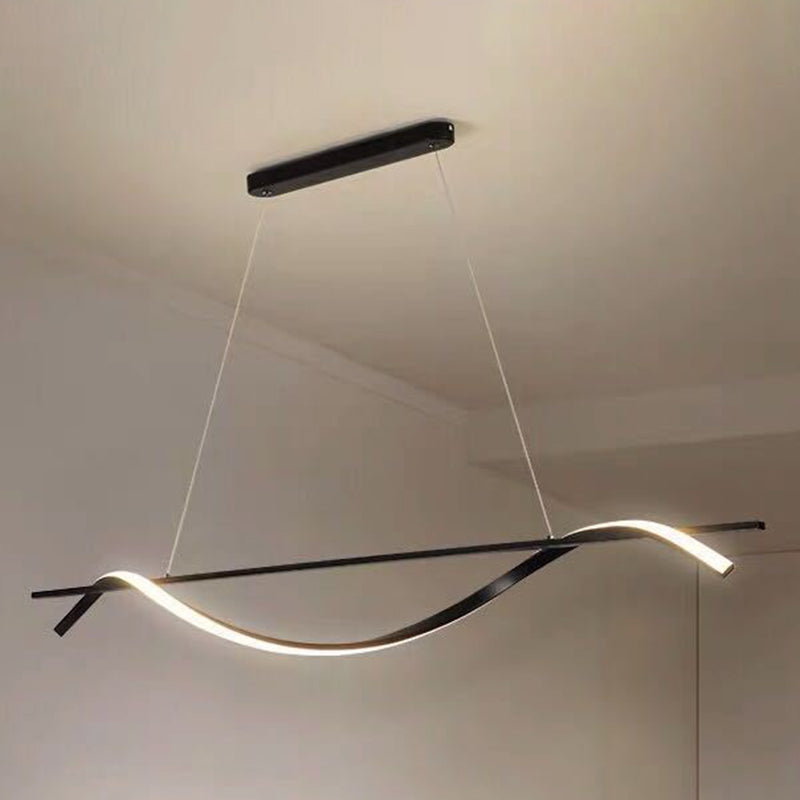 Pendante de l'île Wave Simplicité Style Métal LED Éclairage pendentif noir