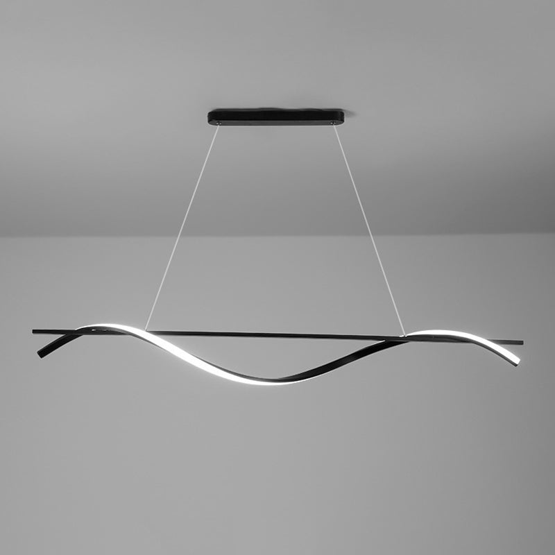 Pendante de l'île Wave Simplicité Style Métal LED Éclairage pendentif noir
