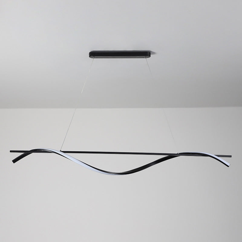 Pendante de l'île Wave Simplicité Style Métal LED Éclairage pendentif noir