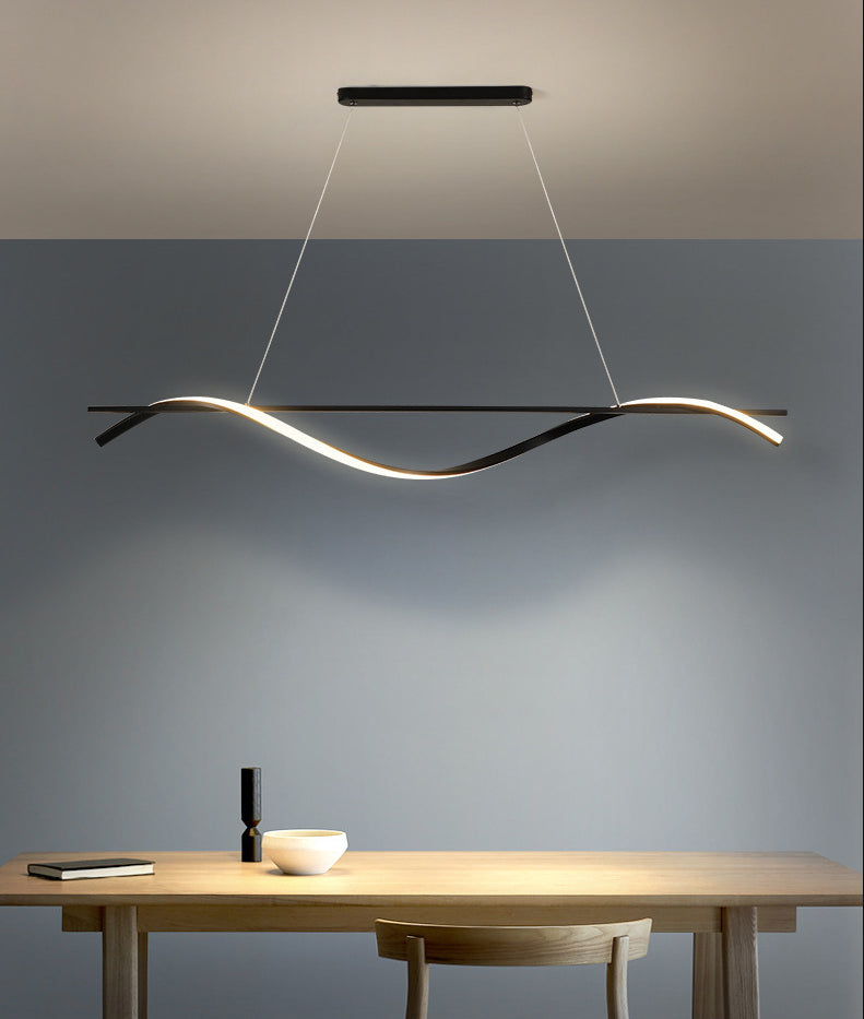 Pendante de l'île Wave Simplicité Style Métal LED Éclairage pendentif noir