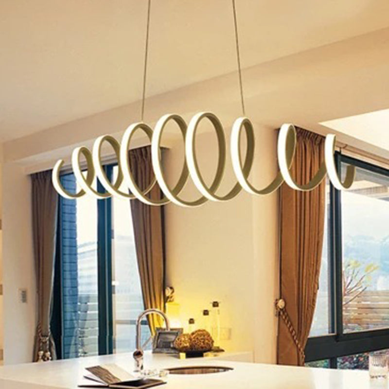 Twisting Hanging Light Fixture Modern Style Acrylic Dinning Room LED Pendant Light Fixture in White