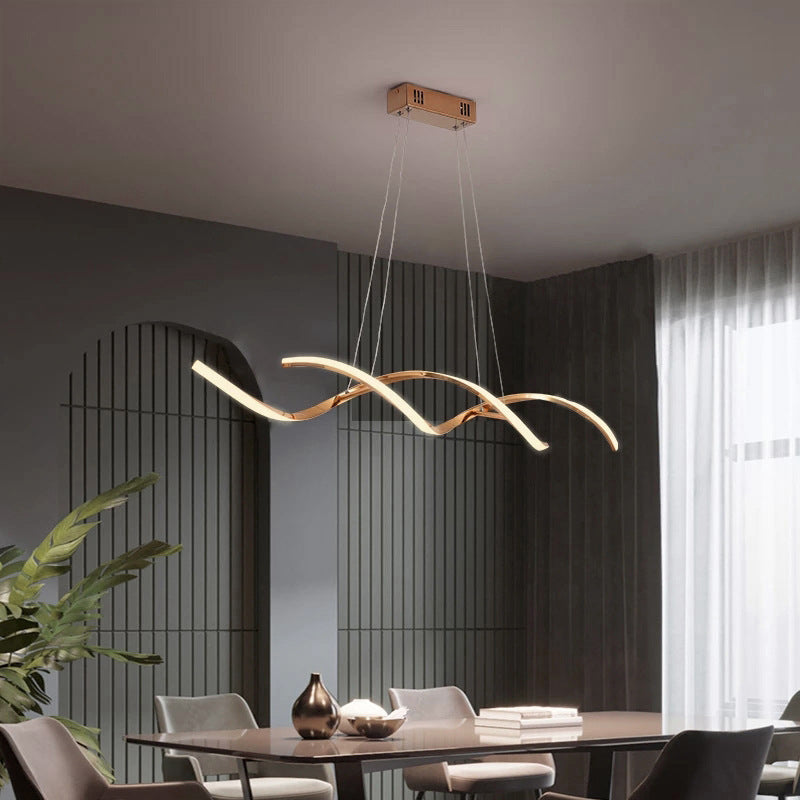 Spiral Metal Ceiling Pendant Light Minimalist LED Pendant Light Fixture for Dinning Room