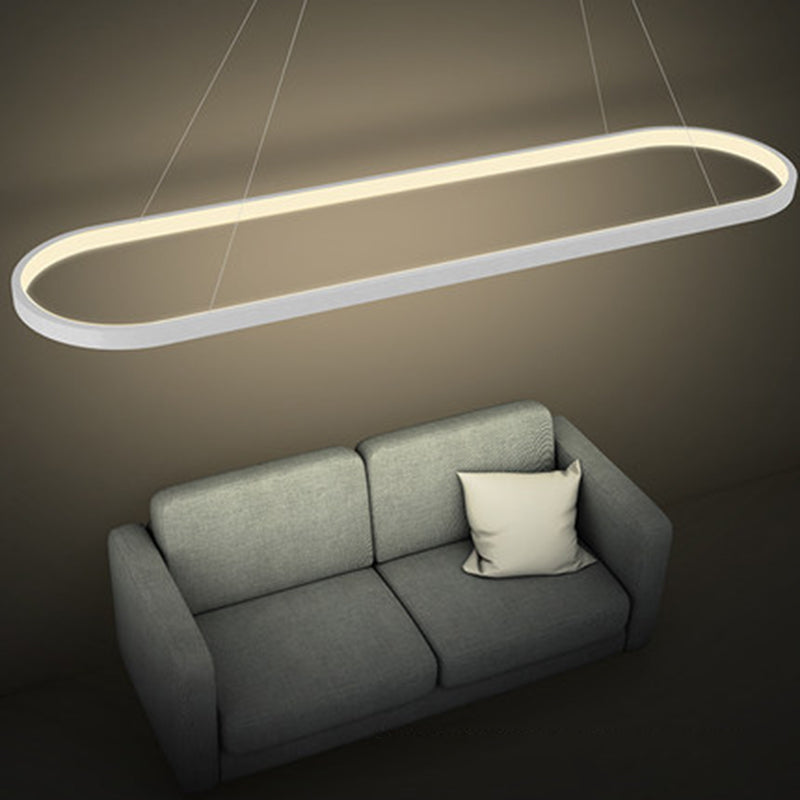 Ellipse Living Room Pendant Light Fixture Metal LED Minimalist Hanging Light Kit