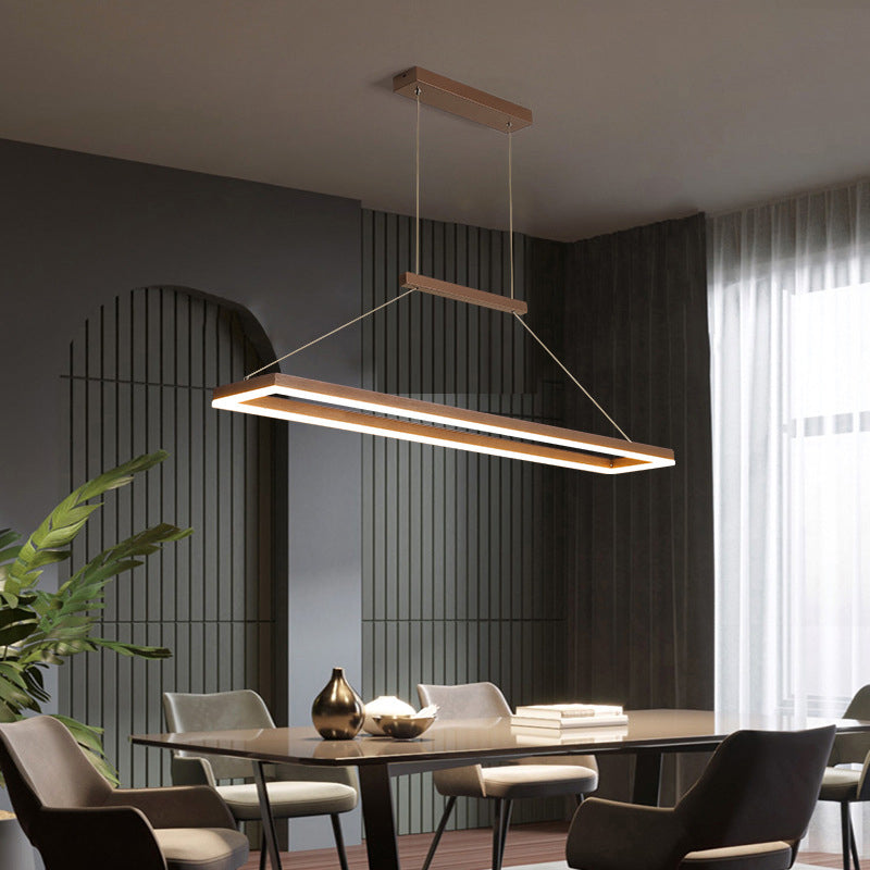 Metal Rectangular Pendant Light Kit Modern Style LED Hanging Ceiling Light for Dinning Room