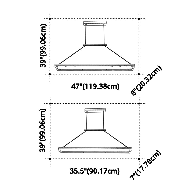 Metal Rectangular Pendant Light Kit Modern Style LED Hanging Ceiling Light for Dinning Room