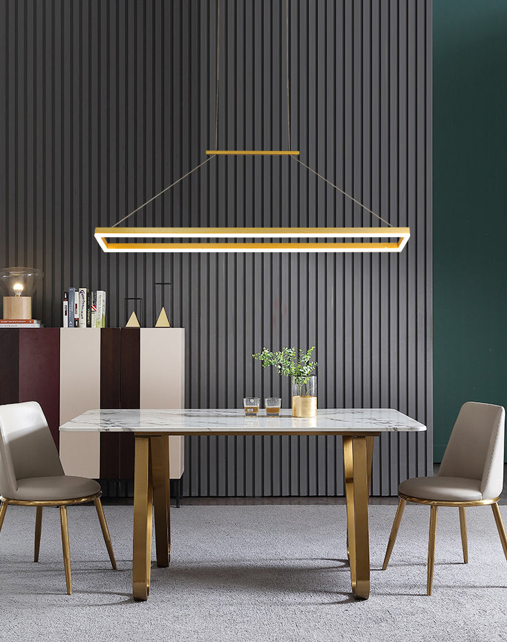Metal Rectangular Pendant Light Kit Modern Style LED Hanging Ceiling Light for Dinning Room
