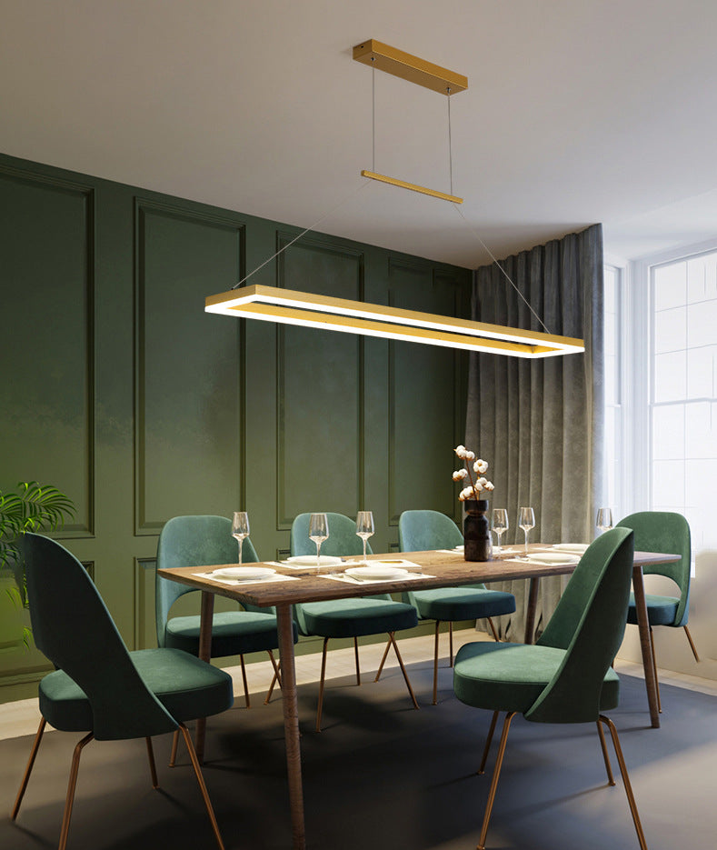 Metal Rectangular Pendant Light Kit Modern Style LED Hanging Ceiling Light for Dinning Room