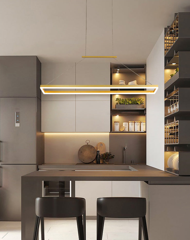 Metal Rectangular Pendant Light Kit Modern Style LED Hanging Ceiling Light for Dinning Room