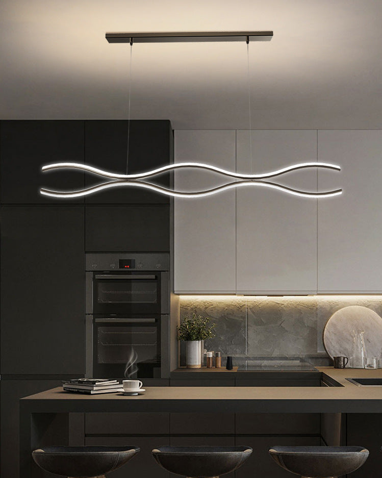 Curved Metal Island Chandelier Light Modern Style LED Island Pendant Light for Dinning Room