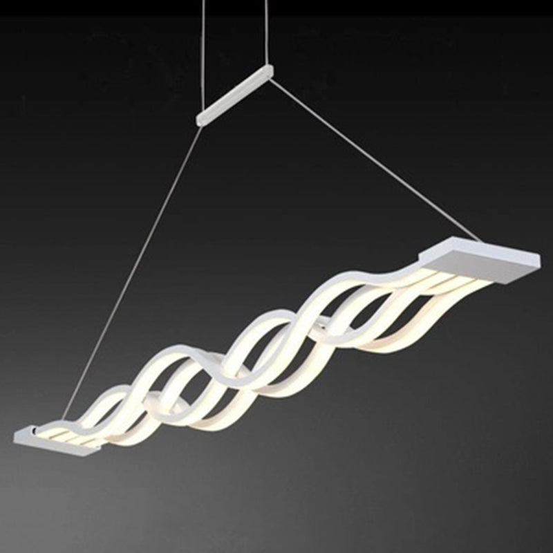 Contemporary Style Waves Ceiling Pendant Light Acrylic Dinning Room LED Hanging Light in White