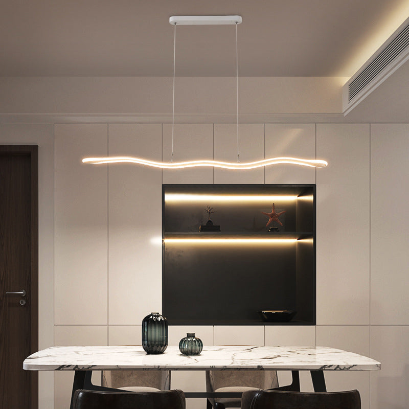 Curved Island Ceiling Light Minimalist Style LED Metal Pendant Lighting Fixture for Dinning Room