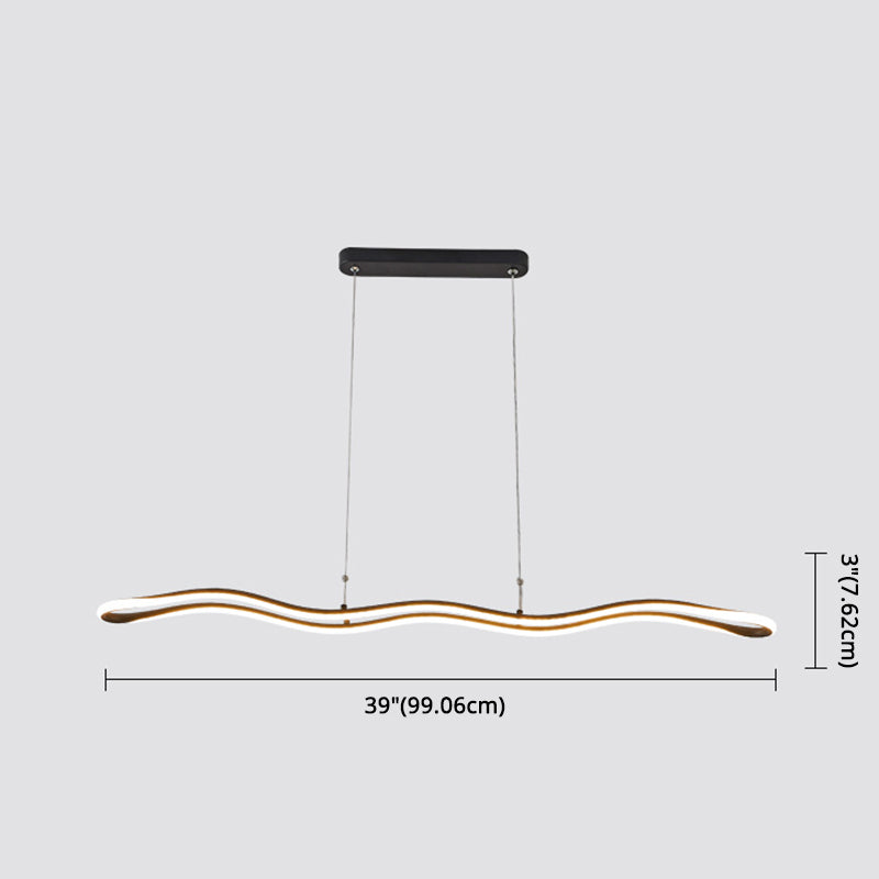 Curved Island Ceiling Light Minimalist Style LED Metal Pendant Lighting Fixture for Dinning Room