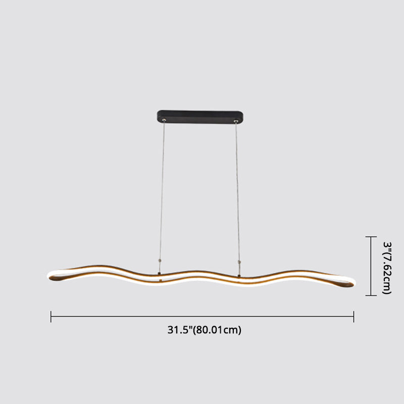 Curved Island Ceiling Light Minimalist Style LED Metal Pendant Lighting Fixture for Dinning Room