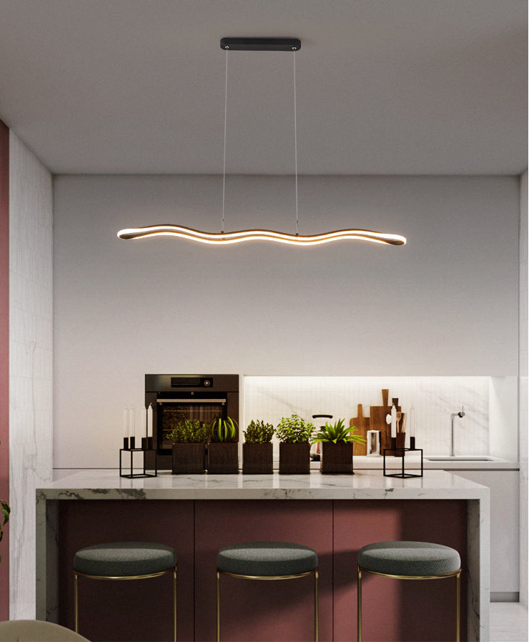 Curved Island Ceiling Light Minimalist Style LED Metal Pendant Lighting Fixture for Dinning Room