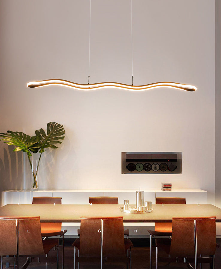 Curved Island Ceiling Light Minimalist Style LED Metal Pendant Lighting Fixture for Dinning Room