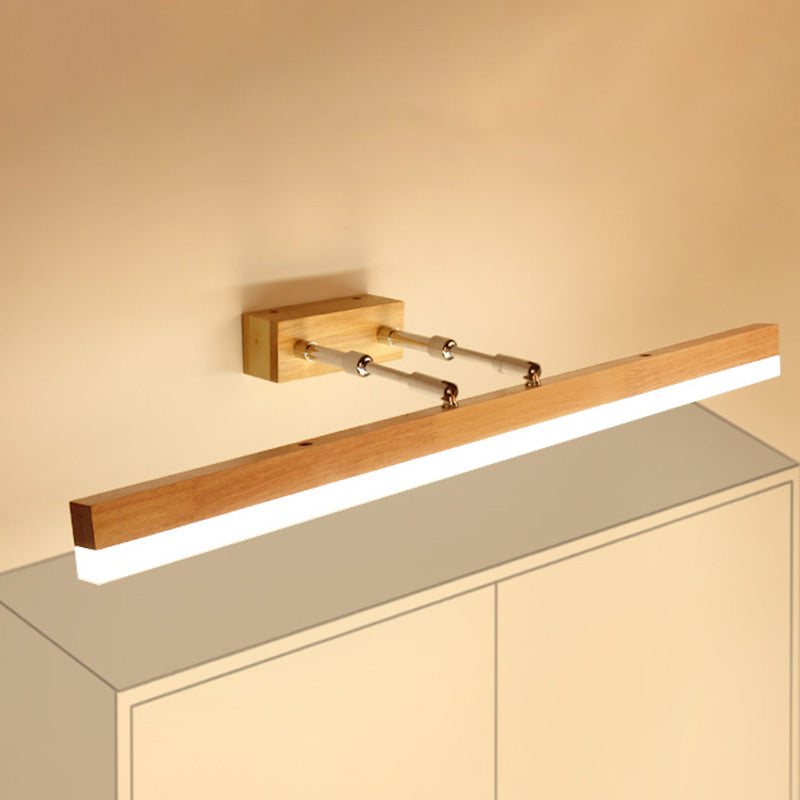 Nordic Minimalist Style Rectangular Vanity Lamp Solid Wood Single Vanity Light