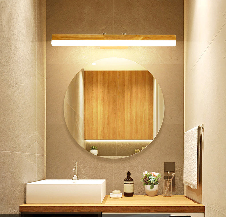 Nordic Minimalist Style Rectangular Vanity Lamp Solid Wood Single Vanity Light