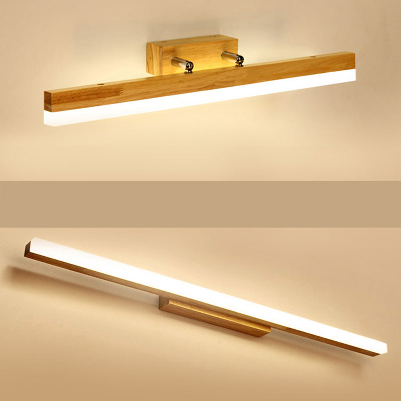 Nordic Minimalist Style Rectangular Vanity Lamp Solid Wood Single Vanity Light