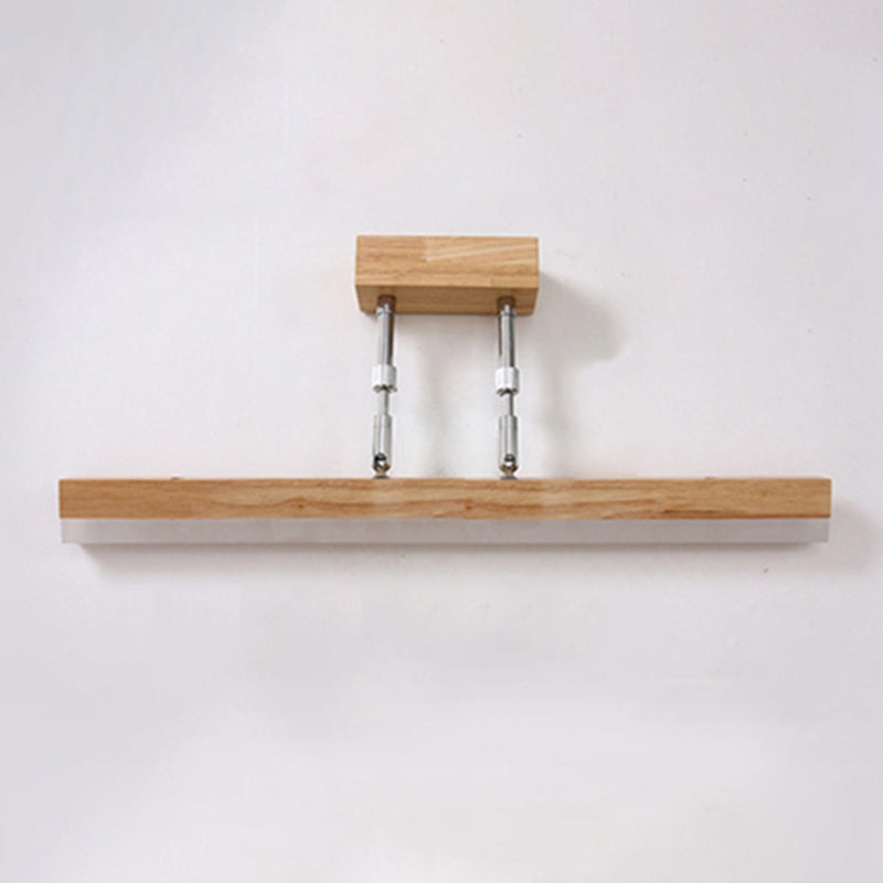 Nordic Minimalist Style Rectangular Vanity Lamp Solid Wood Single Vanity Light