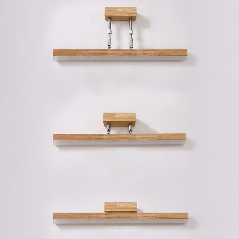 Nordic Minimalist Style Rectangular Vanity Lamp Solid Wood Single Vanity Light