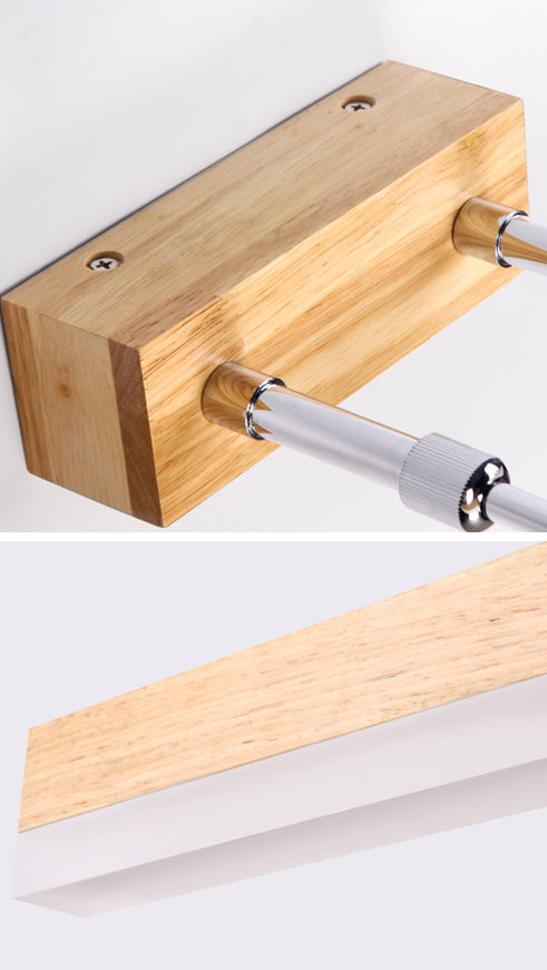 Nordic Minimalist Style Rectangular Vanity Lamp Solid Wood Single Vanity Light