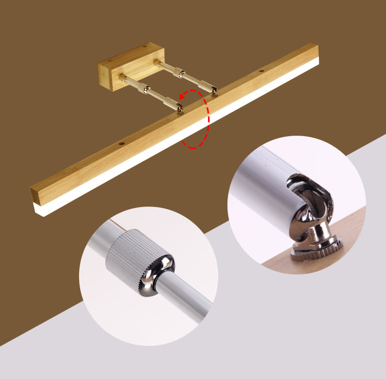 Nordic Minimalist Style Rectangular Vanity Lamp Solid Wood Single Vanity Light