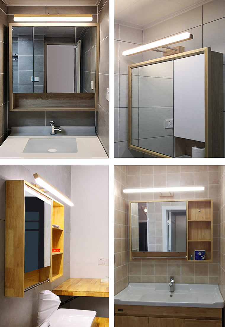 Nordic Minimalist Style Rectangular Vanity Lamp Solid Wood Single Vanity Light