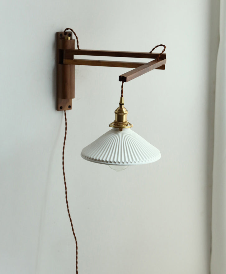 Japanese-Style Retro Style Armed Vanity Light Wood Single Vanity Light