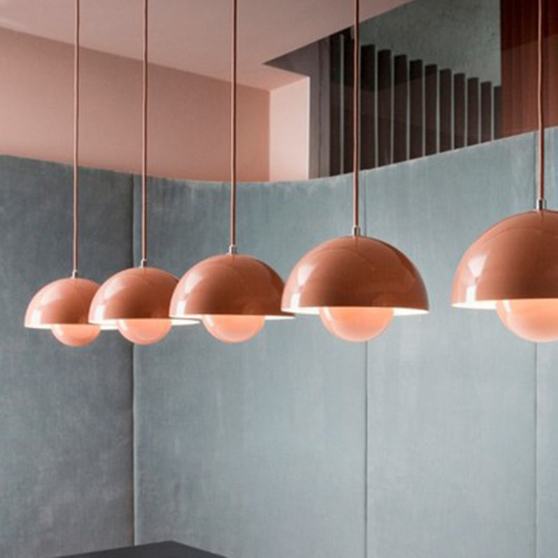 1 Light Semicircle Hanging Light Fixture Nordic Style Aluminum Ceiling Light with Hanging Cord for Restaurant