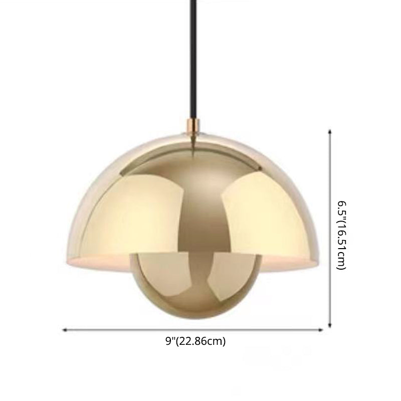 1 Light Semicircle Hanging Light Fixture Nordic Style Aluminum Ceiling Light with Hanging Cord for Restaurant