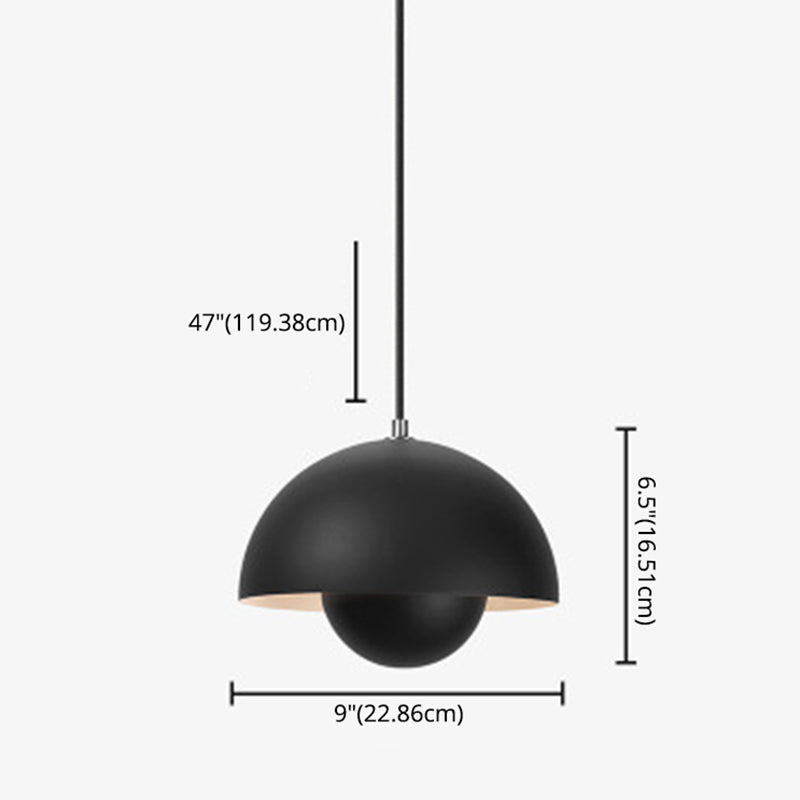 1 Light Semicircle Hanging Light Fixture Nordic Style Aluminum Ceiling Light with Hanging Cord for Restaurant
