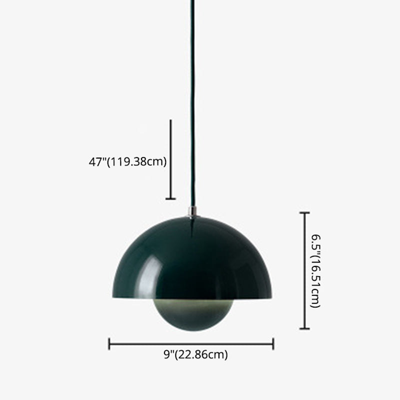 1 Light Semicircle Hanging Light Fixture Nordic Style Aluminum Ceiling Light with Hanging Cord for Restaurant
