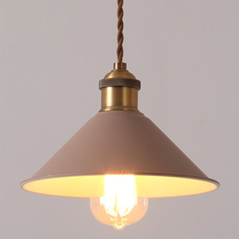 Cone Pendant Light Fixture Macaron Iron Hanging Pendant Lights for Restaurant