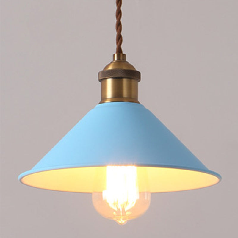 Cone Pendant Light Fixture Macaron Iron Hanging Pendant Lights for Restaurant