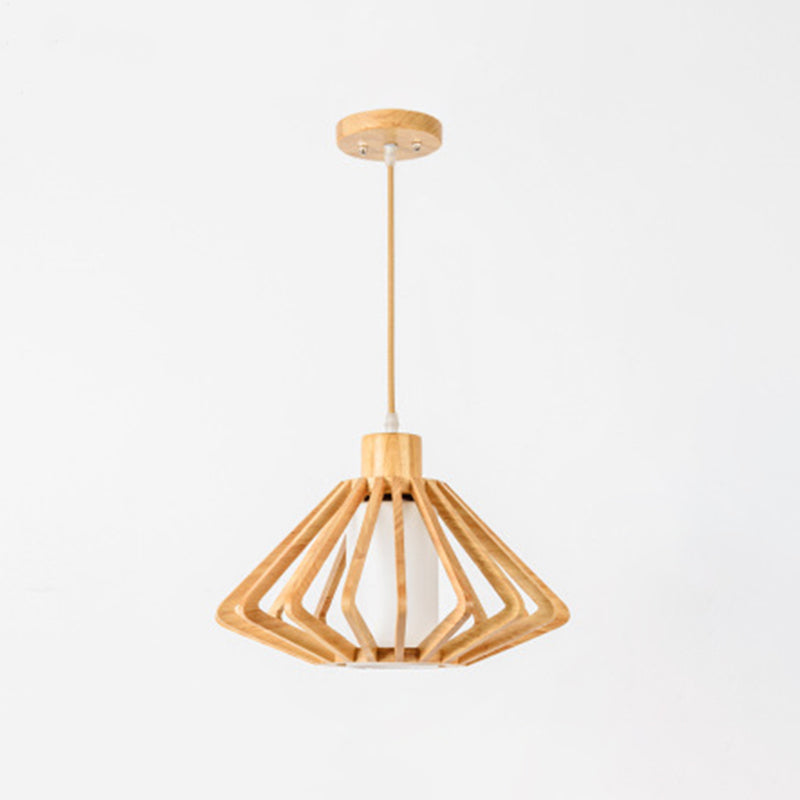 Wood Diamond Pendant Lighting Fixture Contemporary Style Wood Hanging Pendant Light
