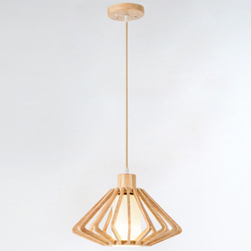 Wood Diamond Pendant Lighting Fixture Contemporary Style Wood Hanging Pendant Light