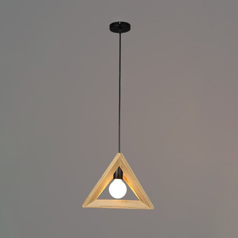 Houten driehoek hangend plafondlicht leugens in de noordse stijl hanglampverlichting in hout in hout