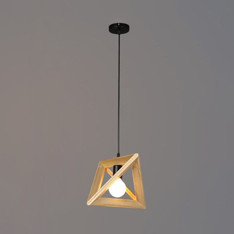 Wooden Triangle Hanging Ceiling Light Nordic Style Pendant Lighting Fixture in Wood