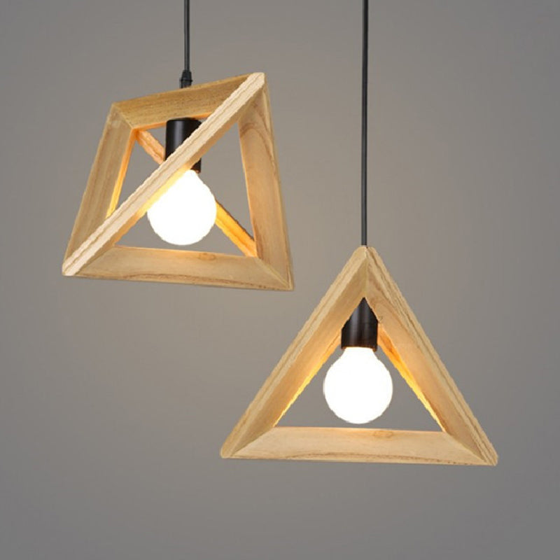 Houten driehoek hangend plafondlicht leugens in de noordse stijl hanglampverlichting in hout in hout