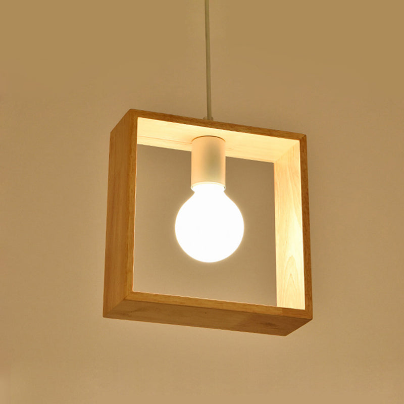 Geometric Pendant Lighting Fixture Modern Wooden Hanging Ceiling Light for Dinning Room