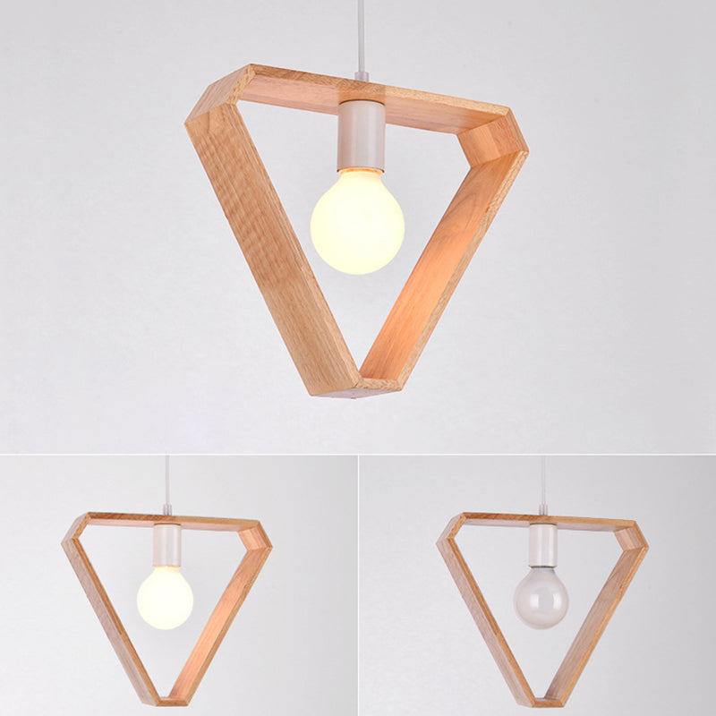Geometric Pendant Lighting Fixture Modern Wooden Hanging Ceiling Light for Dinning Room
