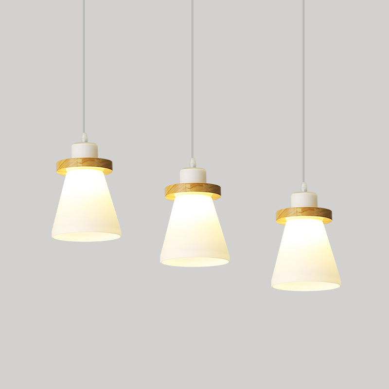 Cone Suspension Pendant Light Modern Wooden Dinning Room Pendant Light Kit in Wood